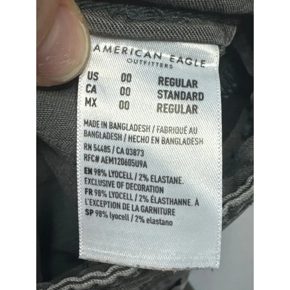 American Eagle Women's Baggy Wide Leg Gray Cargo Pants - 00 (25x29.5) - Picture 5 of 5